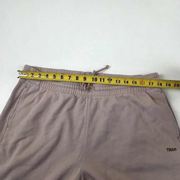 TNA Sweatpants Womens XL Taupe Sweatfleece Terry Fleece Boyfriend Joggers Cuffed - Picture 14 of 14